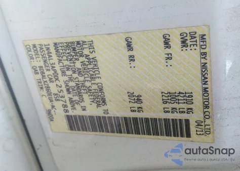 2013 Nissan Altima 2.5 Sl из США, поврежденный, VIN 1N4AL3AP0DC253788